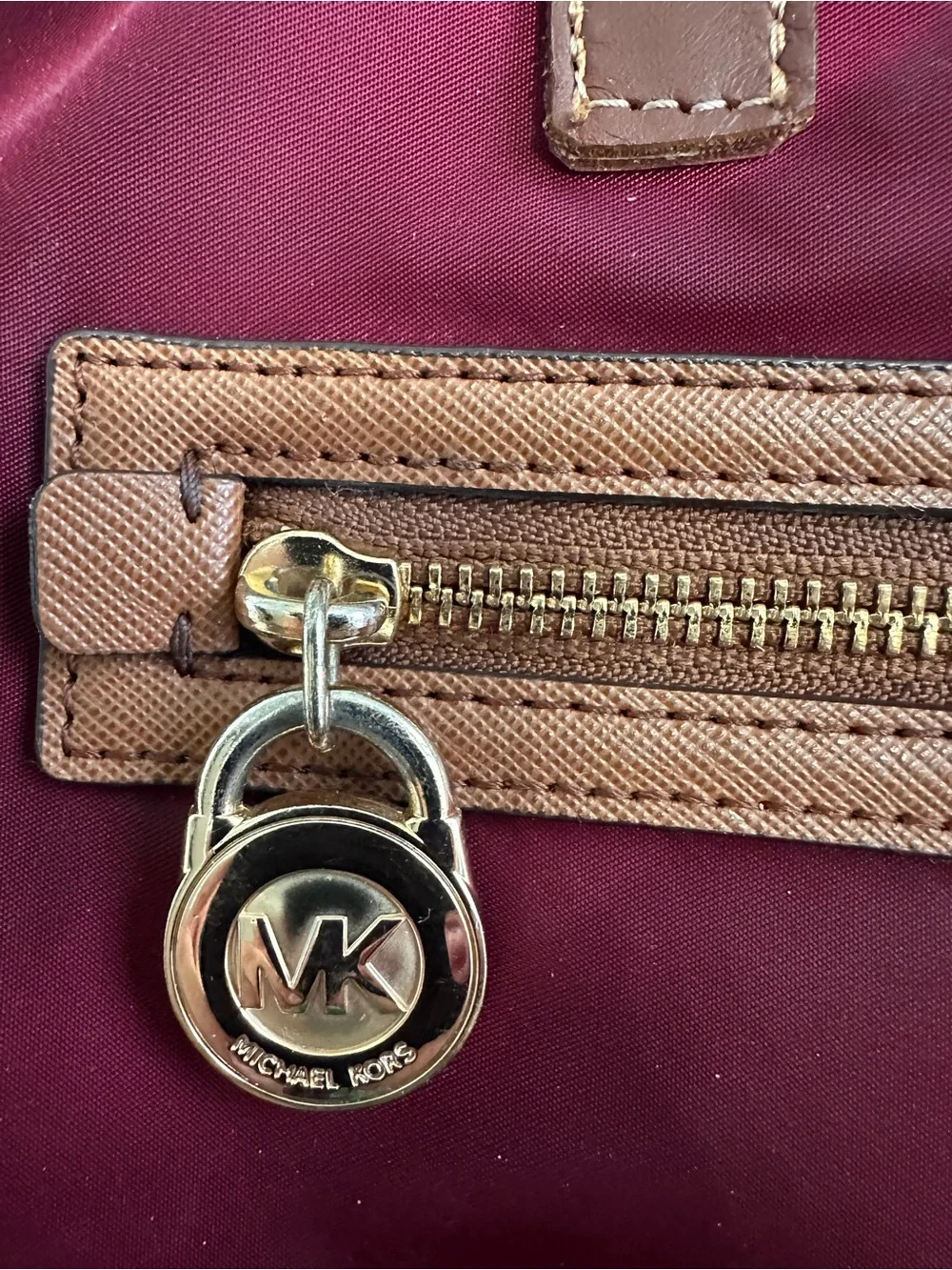 Michael Kors Burgundy Tote with Gold Hardware
